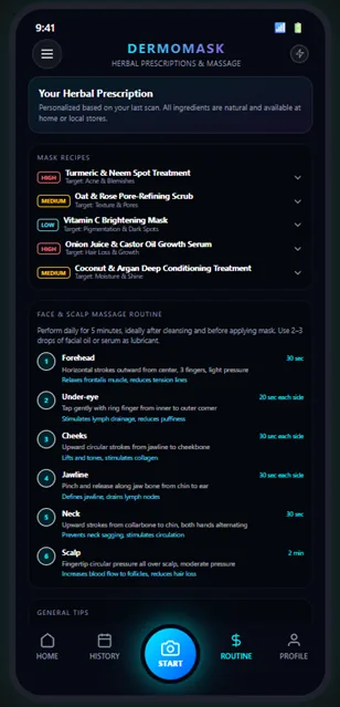 DermoMask app — personalized routine
