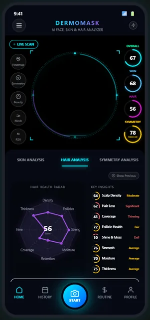 DermoMask app — wellness score report
